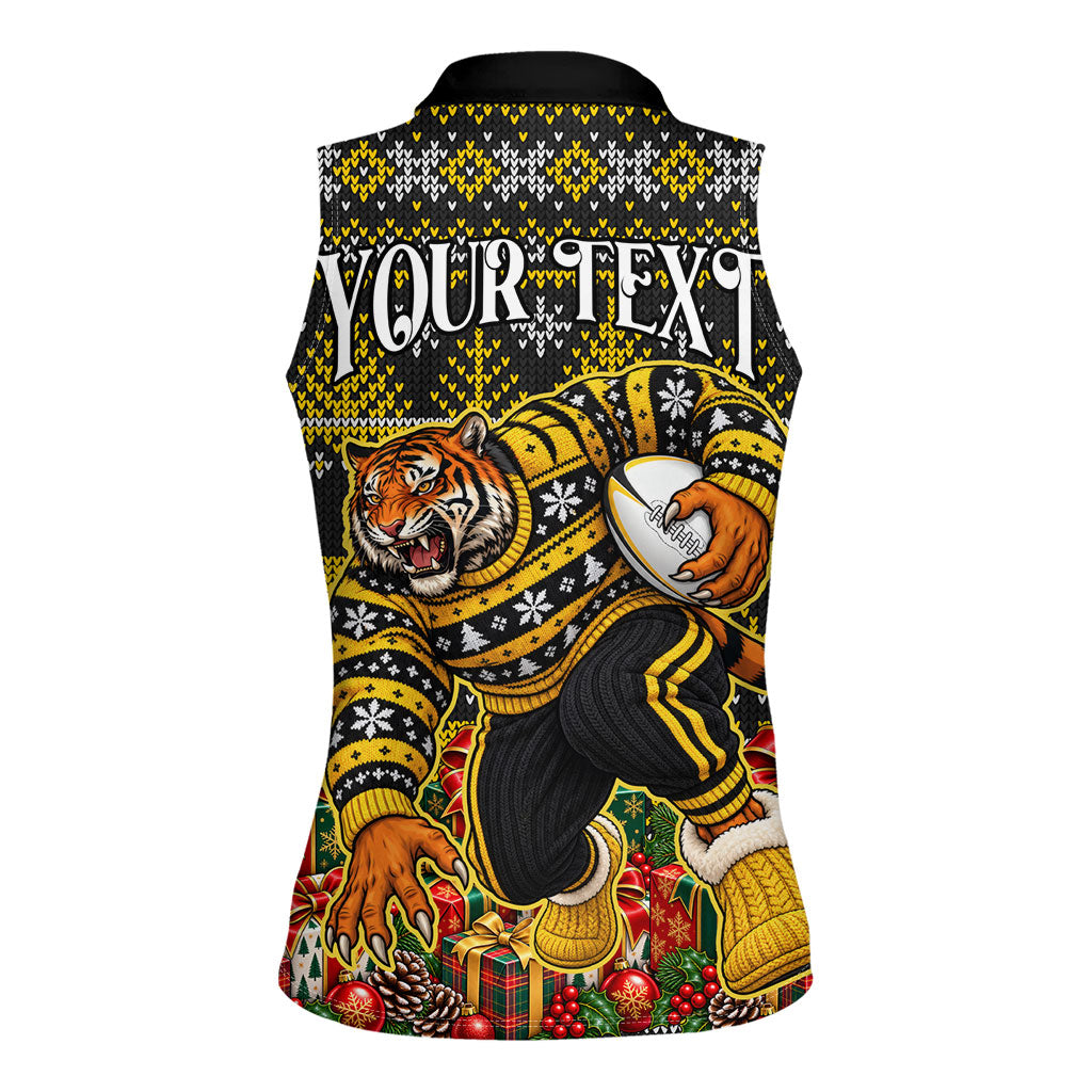 Personalized Richmond Tigers Football Christmas Women Sleeveless Polo Shirt Australian Football Mascot - Ugly Xmas Pattern Festive