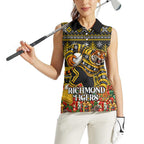 Personalized Richmond Tigers Football Christmas Women Sleeveless Polo Shirt Australian Football Mascot - Ugly Xmas Pattern Festive