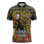 Personalized Richmond Tigers Football Christmas Zipper Polo Shirt Australian Football Mascot - Ugly Xmas Pattern Festive