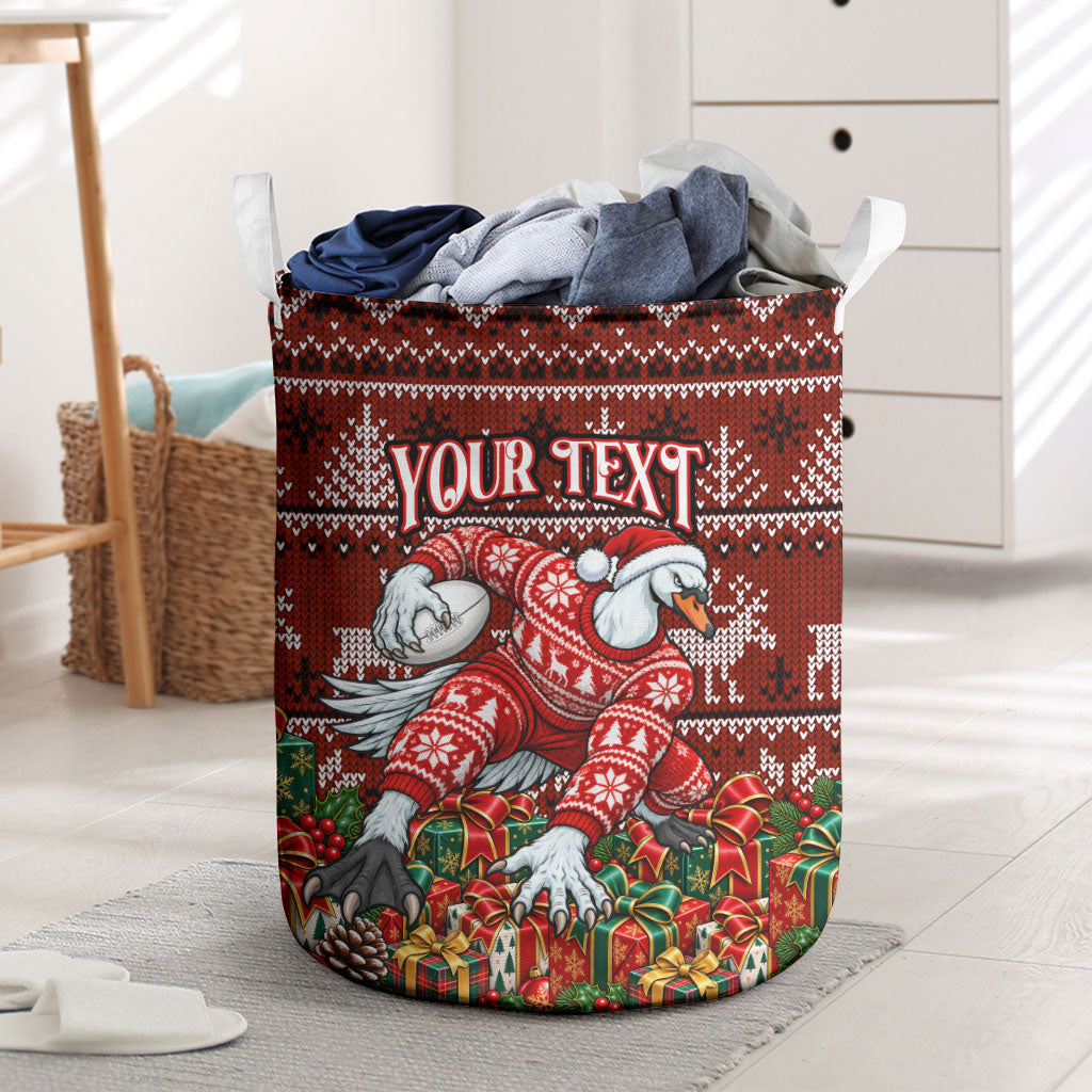 Personalized Sydney Swans Football Christmas Laundry Basket Australian Football Mascot - Ugly Xmas Pattern Festive
