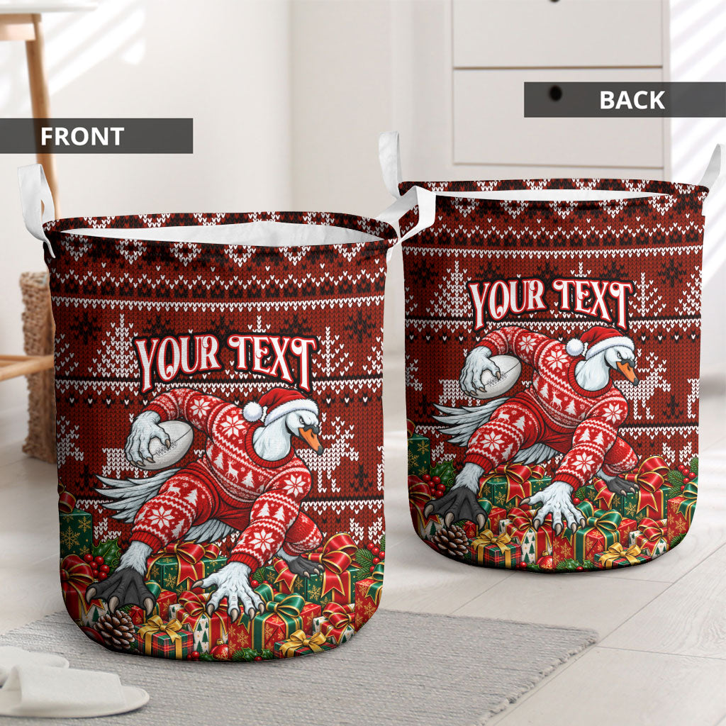 Personalized Sydney Swans Football Christmas Laundry Basket Australian Football Mascot - Ugly Xmas Pattern Festive