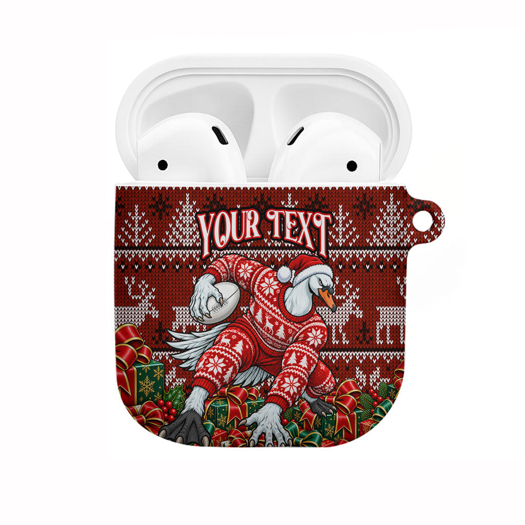Personalized Sydney Swans Football Christmas AirPods Case Australian Football Mascot - Ugly Xmas Pattern Festive