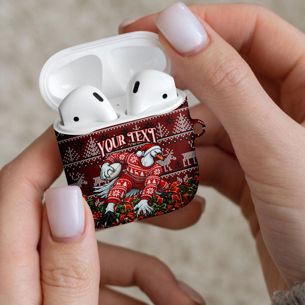 Personalized Sydney Swans Football Christmas AirPods Case Australian Football Mascot - Ugly Xmas Pattern Festive