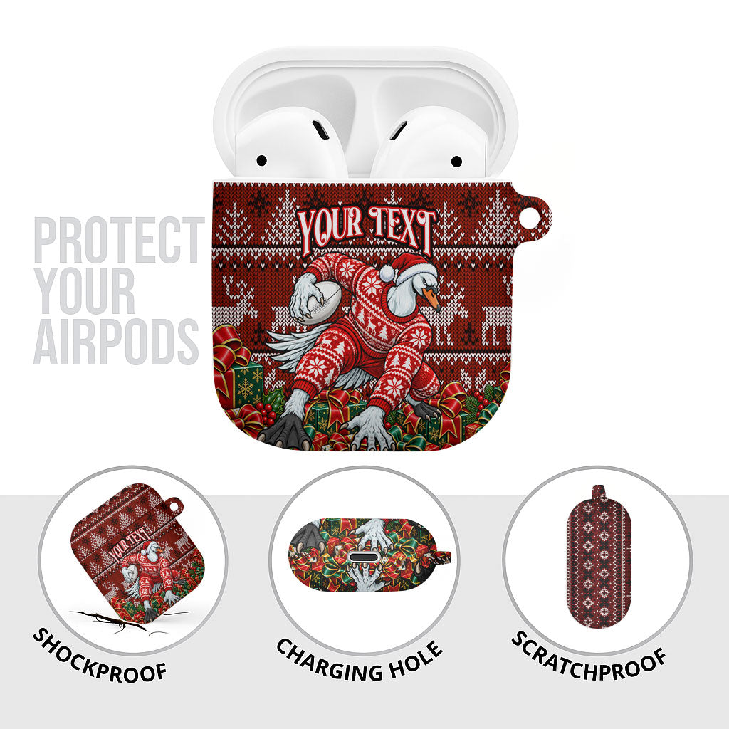 Personalized Sydney Swans Football Christmas AirPods Case Australian Football Mascot - Ugly Xmas Pattern Festive