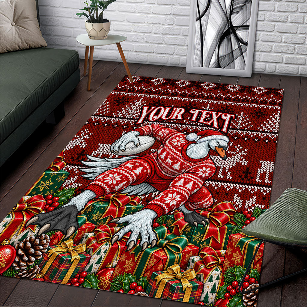 Personalized Sydney Swans Football Christmas Area Rug Australian Football Mascot - Ugly Xmas Pattern Festive