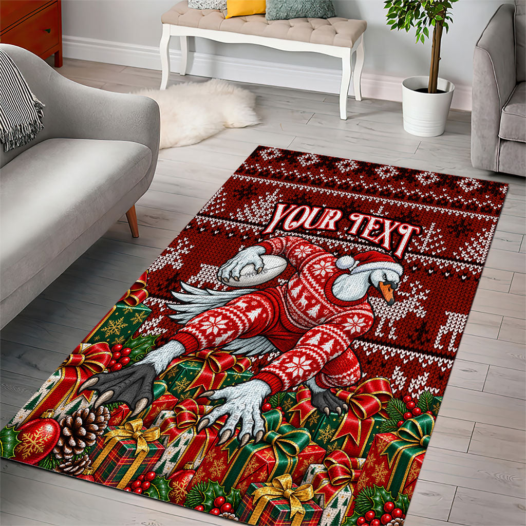 Personalized Sydney Swans Football Christmas Area Rug Australian Football Mascot - Ugly Xmas Pattern Festive