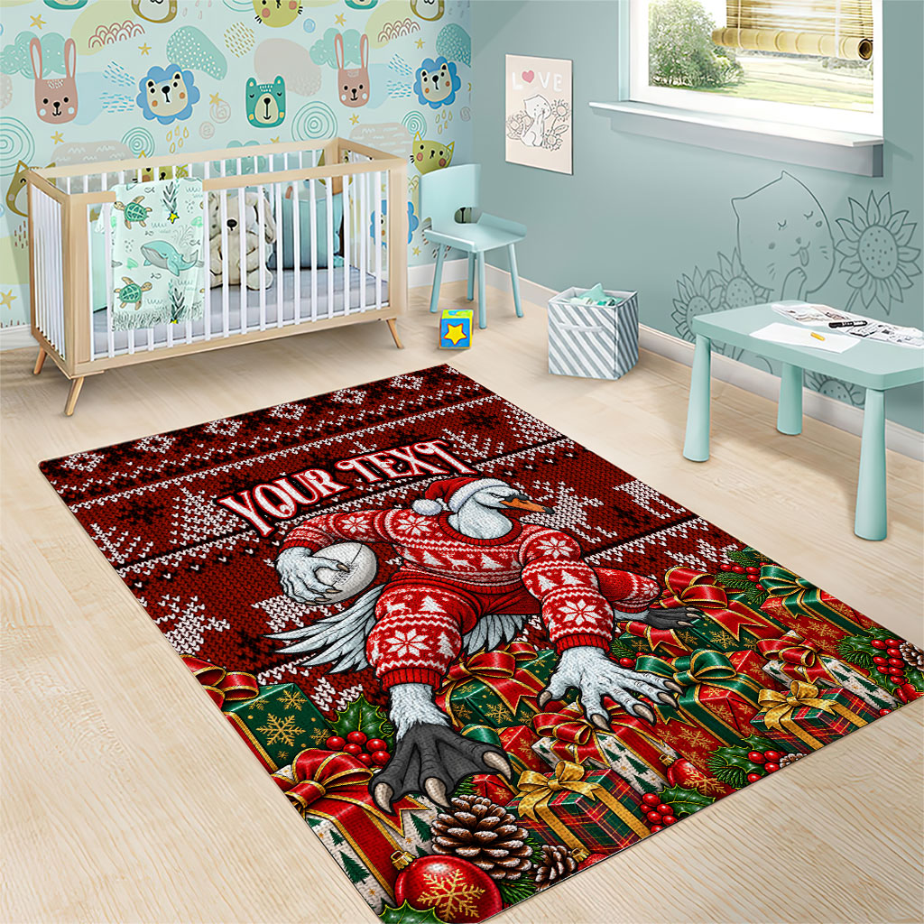 Personalized Sydney Swans Football Christmas Area Rug Australian Football Mascot - Ugly Xmas Pattern Festive