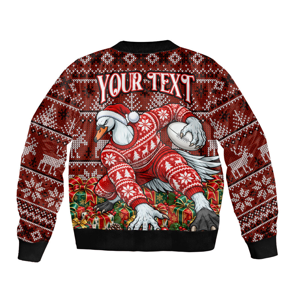 Personalized Sydney Swans Football Christmas Bomber Jacket Australian Football Mascot - Ugly Xmas Pattern Festive