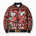 Personalized Sydney Swans Football Christmas Bomber Puffer Jacket Australian Football Mascot - Ugly Xmas Pattern Festive