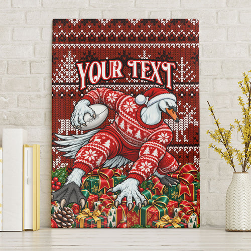 Personalized Sydney Swans Football Christmas Canvas Wall Art Australian Football Mascot - Ugly Xmas Pattern Festive