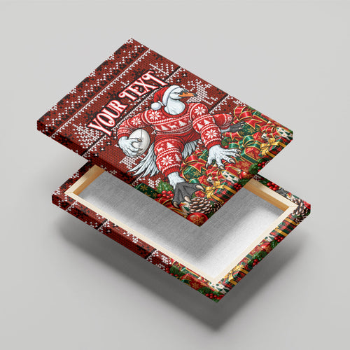 Personalized Sydney Swans Football Christmas Canvas Wall Art Australian Football Mascot - Ugly Xmas Pattern Festive