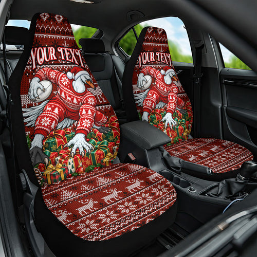Personalized Sydney Swans Football Christmas Car Seat Cover Australian Football Mascot - Ugly Xmas Pattern Festive