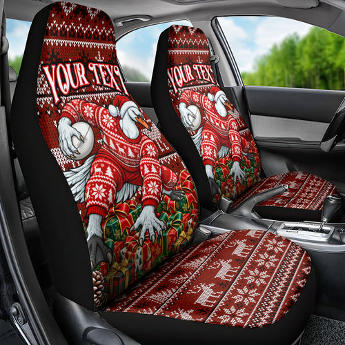 Personalized Sydney Swans Football Christmas Car Seat Cover Australian Football Mascot - Ugly Xmas Pattern Festive