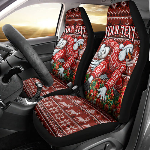 Personalized Sydney Swans Football Christmas Car Seat Cover Australian Football Mascot - Ugly Xmas Pattern Festive