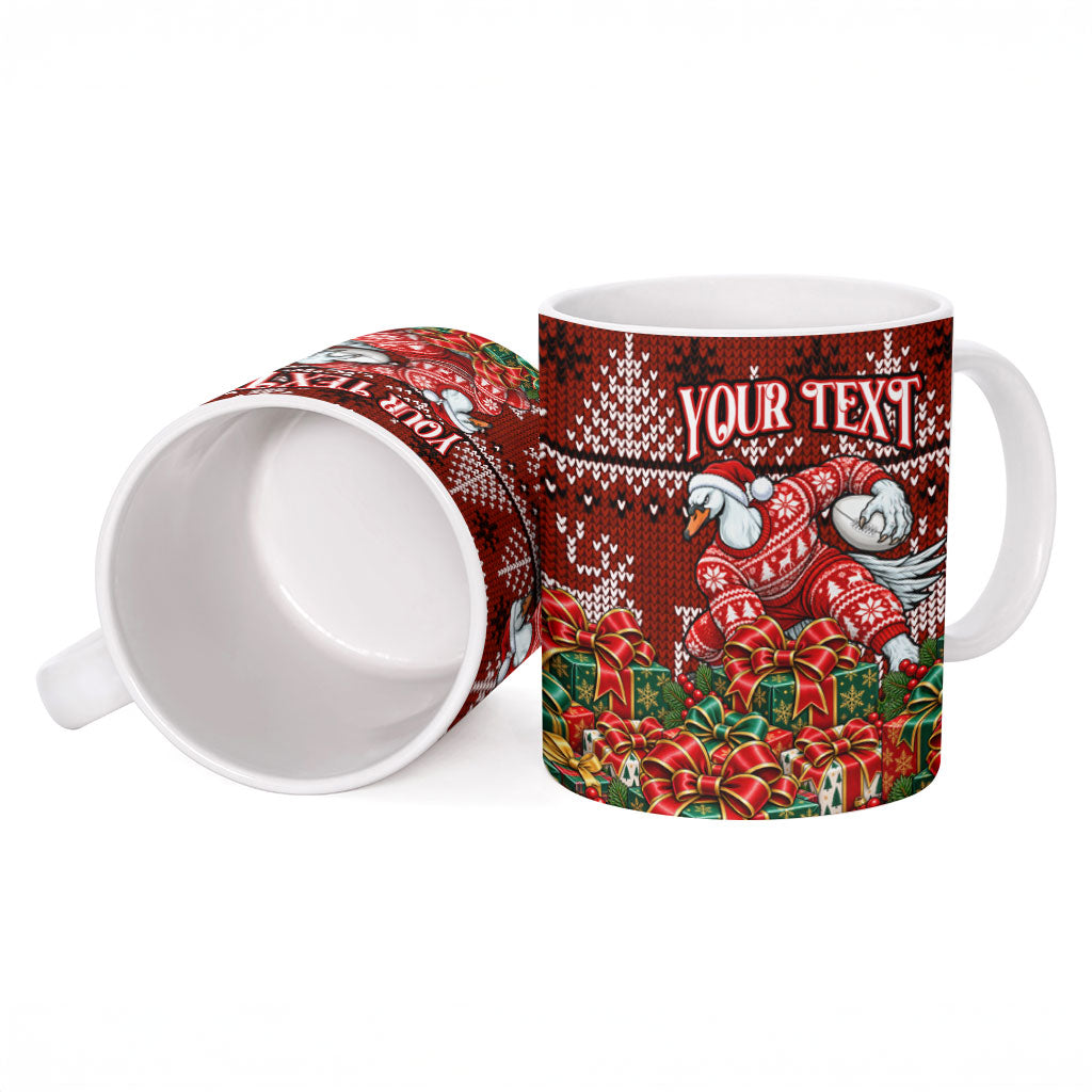 Personalized Sydney Swans Football Christmas Ceramic Mug Australian Football Mascot - Ugly Xmas Pattern Festive