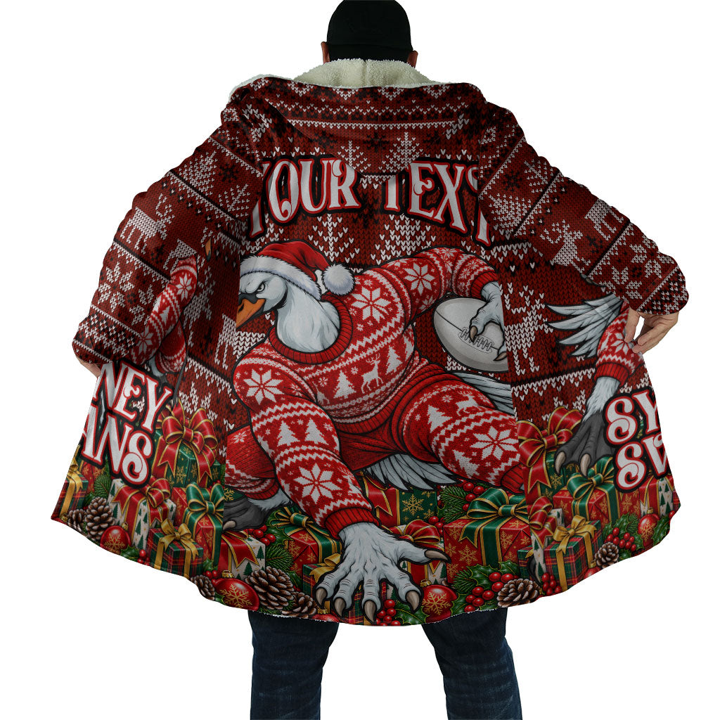 Personalized Sydney Swans Football Christmas Cloak Australian Football Mascot - Ugly Xmas Pattern Festive