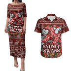Personalized Sydney Swans Football Christmas Couples Matching Puletasi and Hawaiian Shirt Australian Football Mascot - Ugly Xmas Pattern Festive