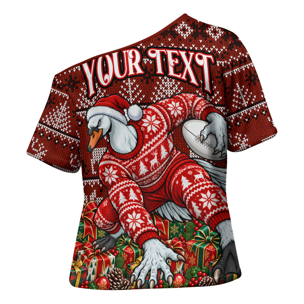 Personalized Sydney Swans Football Christmas Cross Shoulder Shirt Australian Football Mascot - Ugly Xmas Pattern Festive