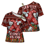 Personalized Sydney Swans Football Christmas Cross Shoulder Shirt Australian Football Mascot - Ugly Xmas Pattern Festive