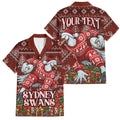 Personalized Sydney Swans Football Christmas Family Matching Off Shoulder Maxi Dress and Hawaiian Shirt Australian Football Mascot - Ugly Xmas Pattern Festive