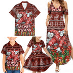 Personalized Sydney Swans Football Christmas Family Matching Summer Maxi Dress and Hawaiian Shirt Australian Football Mascot - Ugly Xmas Pattern Festive