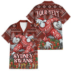 Personalized Sydney Swans Football Christmas Family Matching Summer Maxi Dress and Hawaiian Shirt Australian Football Mascot - Ugly Xmas Pattern Festive