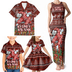 Personalized Sydney Swans Football Christmas Family Matching Tank Maxi Dress and Hawaiian Shirt Australian Football Mascot - Ugly Xmas Pattern Festive