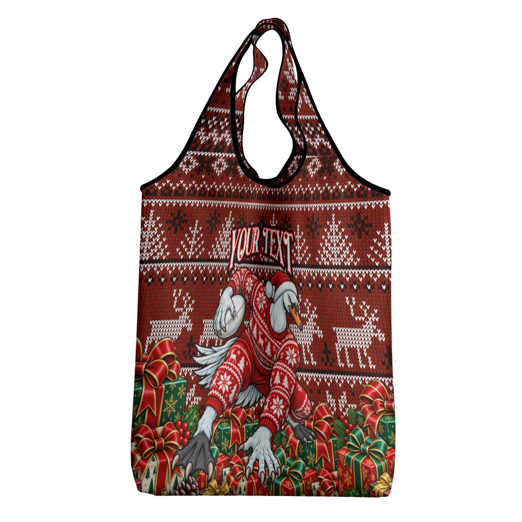 Personalized Sydney Swans Football Christmas Grocery Bag Australian Football Mascot - Ugly Xmas Pattern Festive
