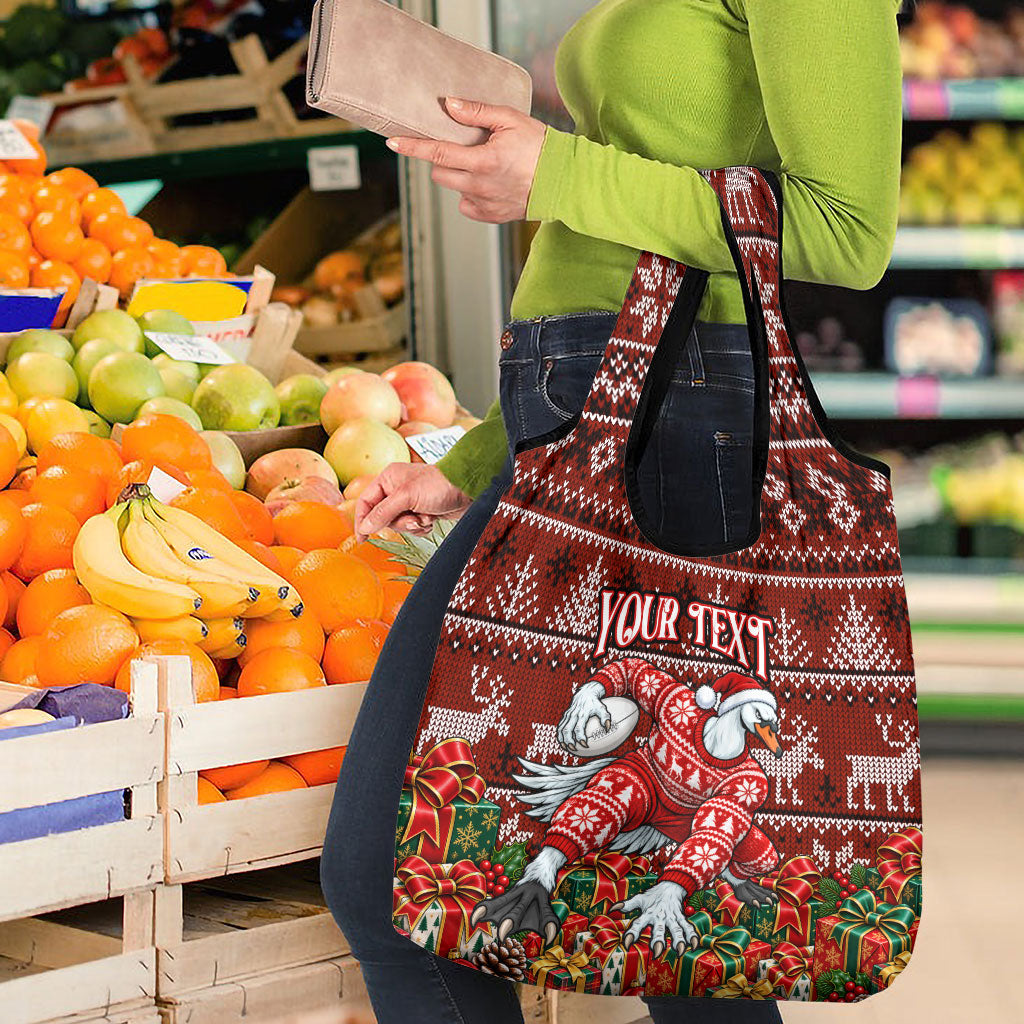Personalized Sydney Swans Football Christmas Grocery Bag Australian Football Mascot - Ugly Xmas Pattern Festive