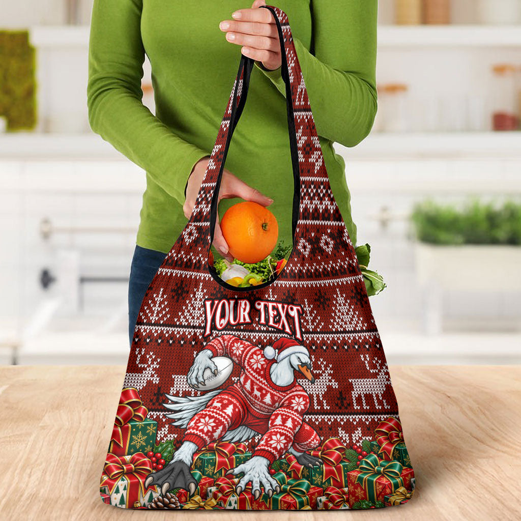 Personalized Sydney Swans Football Christmas Grocery Bag Australian Football Mascot - Ugly Xmas Pattern Festive