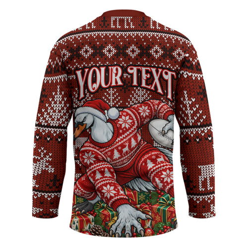 Personalized Sydney Swans Football Christmas Hockey Jersey Australian Football Mascot - Ugly Xmas Pattern Festive
