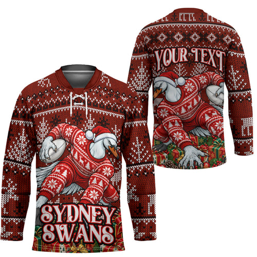 Personalized Sydney Swans Football Christmas Hockey Jersey Australian Football Mascot - Ugly Xmas Pattern Festive