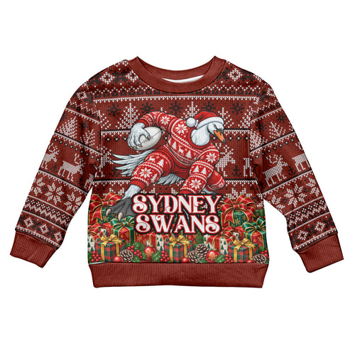 Personalized Sydney Swans Football Christmas Kid Ugly Christmas Sweater Australian Football Mascot - Ugly Xmas Pattern Festive