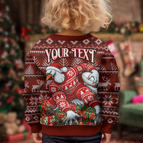 Personalized Sydney Swans Football Christmas Kid Ugly Christmas Sweater Australian Football Mascot - Ugly Xmas Pattern Festive