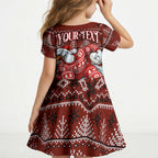 Personalized Sydney Swans Football Christmas Kid Short Sleeve Dress Australian Football Mascot - Ugly Xmas Pattern Festive