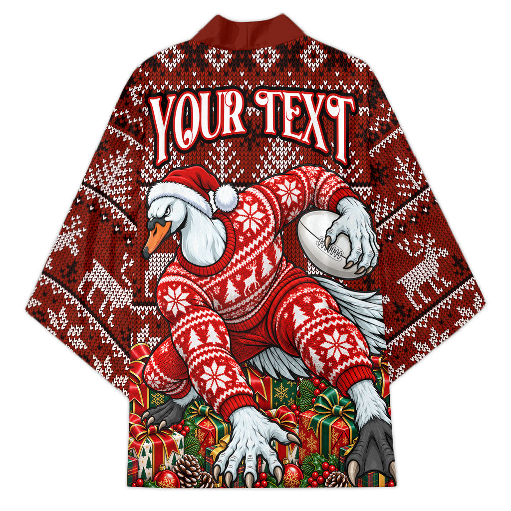 Personalized Sydney Swans Football Christmas Kimono Australian Football Mascot - Ugly Xmas Pattern Festive