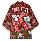 Personalized Sydney Swans Football Christmas Kimono Australian Football Mascot - Ugly Xmas Pattern Festive