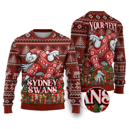 Personalized Sydney Swans Football Christmas Ugly Christmas Sweater Australian Football Mascot - Ugly Xmas Pattern Festive