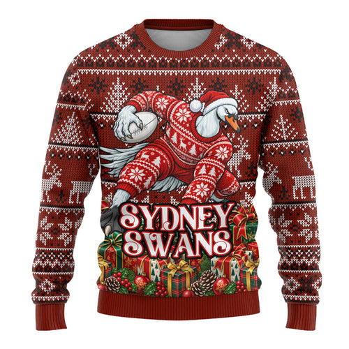 Personalized Sydney Swans Football Christmas Ugly Christmas Sweater Australian Football Mascot - Ugly Xmas Pattern Festive