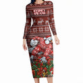 Personalized Sydney Swans Football Christmas Long Sleeve Bodycon Dress Australian Football Mascot - Ugly Xmas Pattern Festive