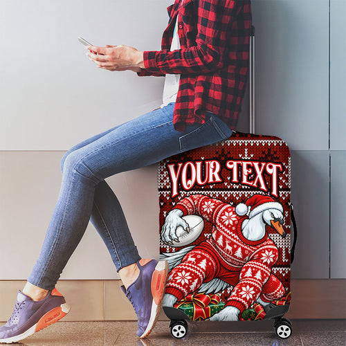 Personalized Sydney Swans Football Christmas Luggage Cover Australian Football Mascot - Ugly Xmas Pattern Festive