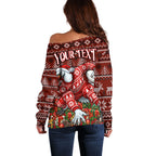 Personalized Sydney Swans Football Christmas Off Shoulder Sweater Australian Football Mascot - Ugly Xmas Pattern Festive