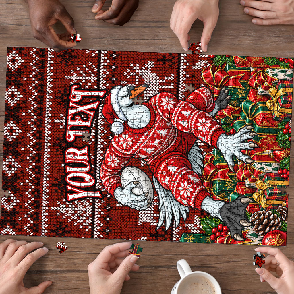 Personalized Sydney Swans Football Christmas Puzzle Australian Football Mascot - Ugly Xmas Pattern Festive