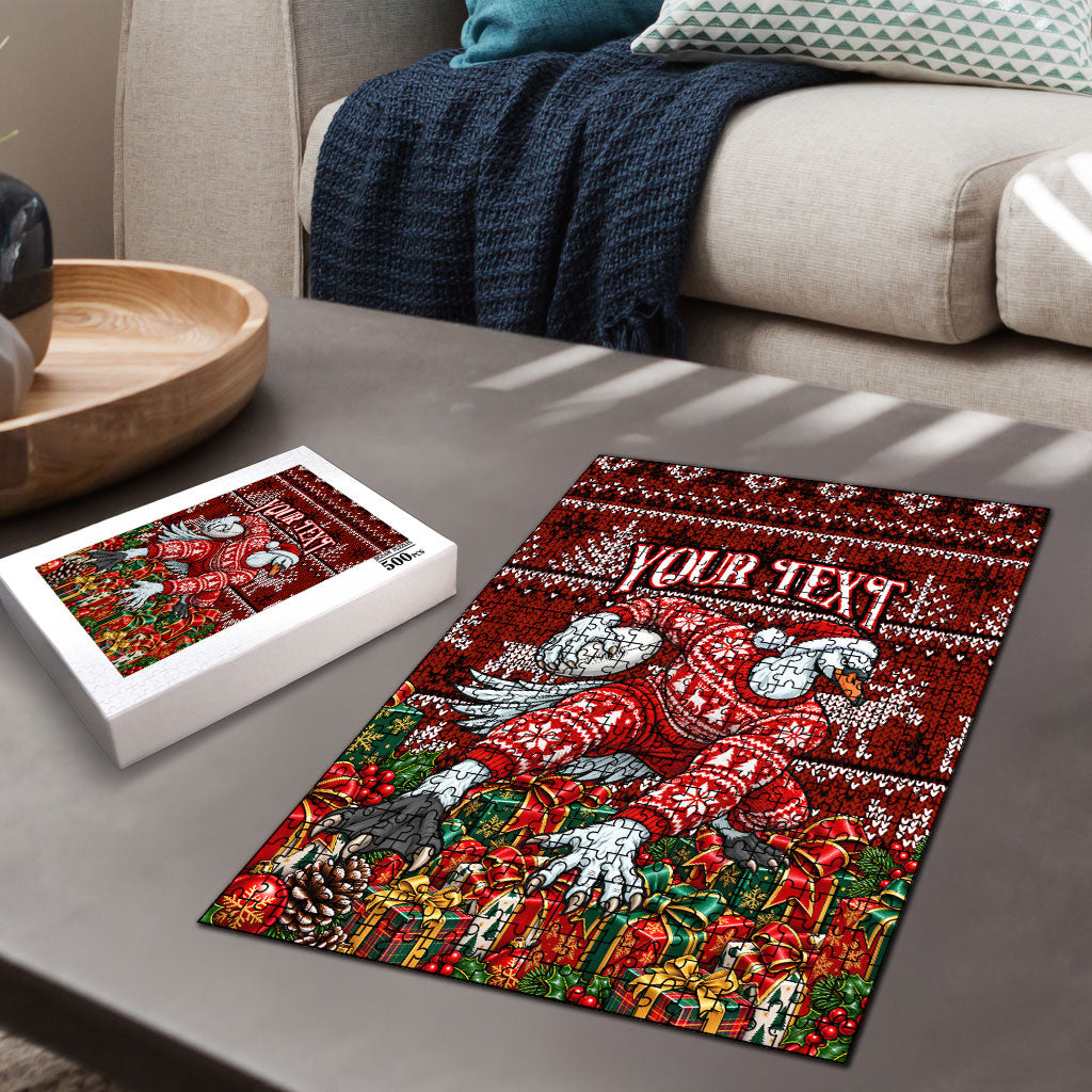 Personalized Sydney Swans Football Christmas Puzzle Australian Football Mascot - Ugly Xmas Pattern Festive