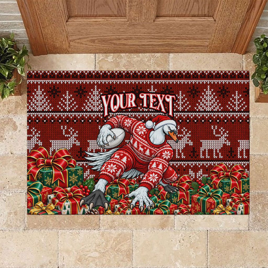 Personalized Sydney Swans Football Christmas Rubber Doormat Australian Football Mascot - Ugly Xmas Pattern Festive
