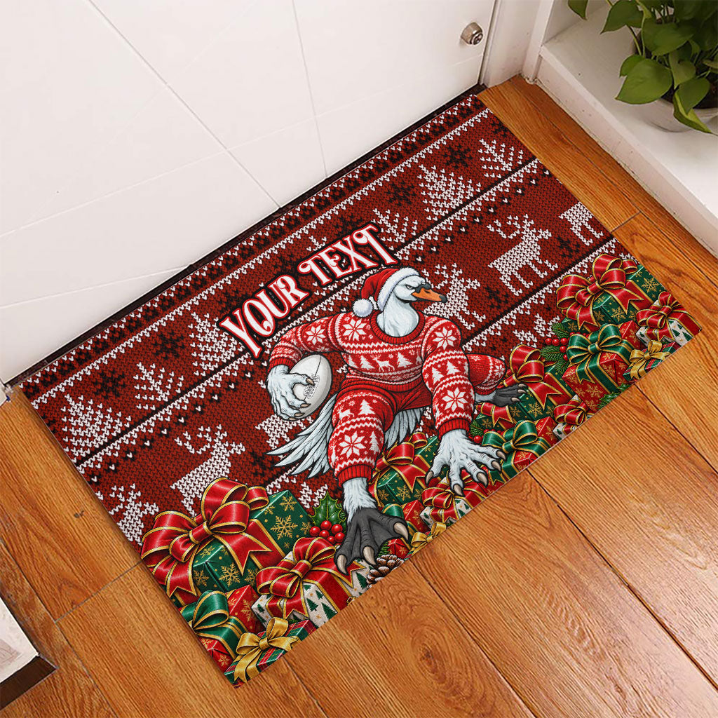 Personalized Sydney Swans Football Christmas Rubber Doormat Australian Football Mascot - Ugly Xmas Pattern Festive