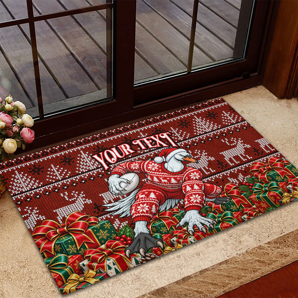 Personalized Sydney Swans Football Christmas Rubber Doormat Australian Football Mascot - Ugly Xmas Pattern Festive