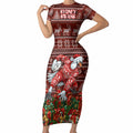 Personalized Sydney Swans Football Christmas Short Sleeve Bodycon Dress Australian Football Mascot - Ugly Xmas Pattern Festive