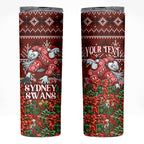Personalized Sydney Swans Football Christmas Skinny Tumbler Australian Football Mascot - Ugly Xmas Pattern Festive