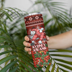 Personalized Sydney Swans Football Christmas Skinny Tumbler Australian Football Mascot - Ugly Xmas Pattern Festive